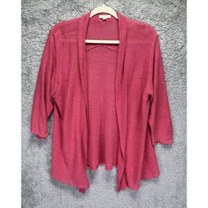 Eileen Fisher Open Cardigan Womens‎ XL Pink Hemp Long Sleeve Casual Waterfall